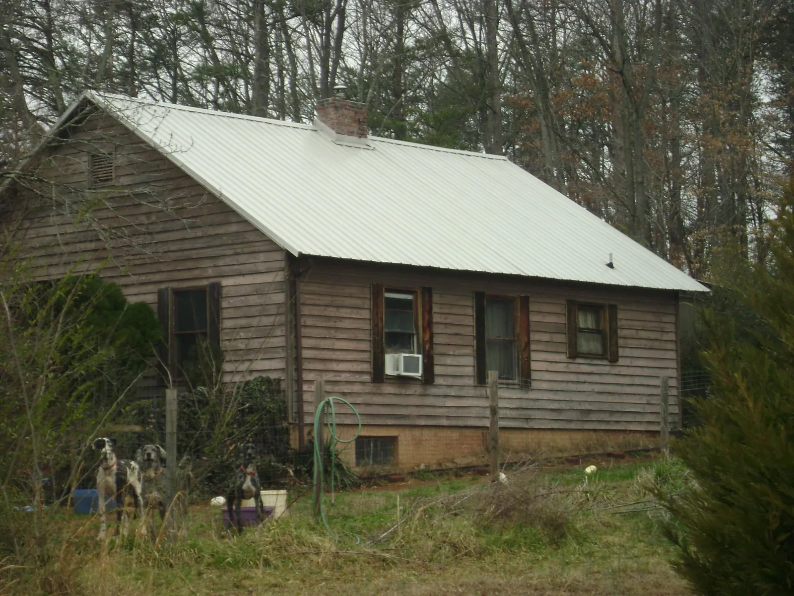White metal roof on an old wood sided farmhouse, from a Metal Roof Installation job in Elwell